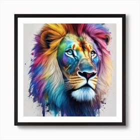 Default Olpntng Style Colorful Rainbow Realistic Lion Head Ani 0 Art Print