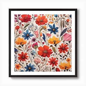 Watercolor Floral Pattern Art Print