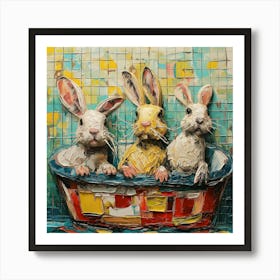 Rabbits In A Tub 3 Art Print