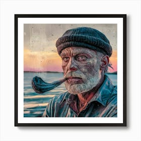 Old Man With Pipe Art Print