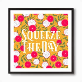 Squeeze The Day Orange Square Art Print