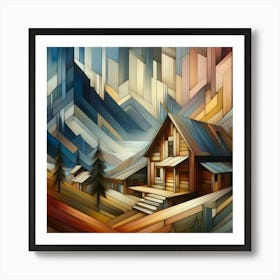 A mixture of modern abstract art, plastic art, surreal art, oil painting abstract painting art e
wooden huts mountain montain village Art Print