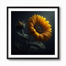 Sunflower - Digital Art Art Print
