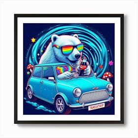 Polar Bear In A Car 1 Art Print