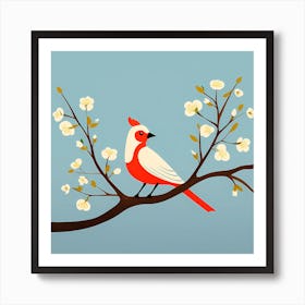 Swedish Dala Horse Art, Bird On a Branch, folk art, 102 Art Print