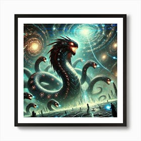 A Dramatic Sci Fi Scene Depicting Voidcaller Kaiju Art Print