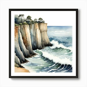 Watercolor Of Cliffs Art Print