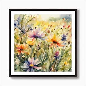 Watercolor Flowers Art Print