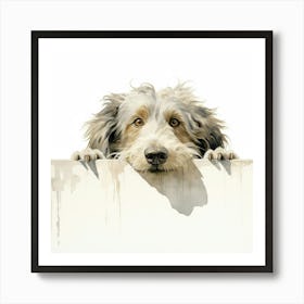 Dog Peeking Over The Wall 6 Art Print