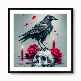 Raven And Roses 1 Art Print