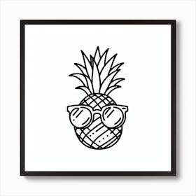 Pop Art Meets Quirkiness: A Single Line Drawing of a Pineapple with Sunglasses Art Print