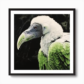 Ohara Koson Inspired Bird Painting Vulture 2 Square Art Print