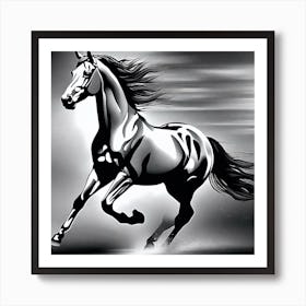 Black And White Horse Art Print