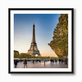 Eiffel Tower At Sunset 1 Art Print