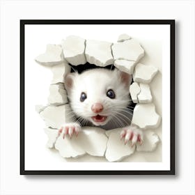 Ferret Peeking Out Of A Hole Art Print