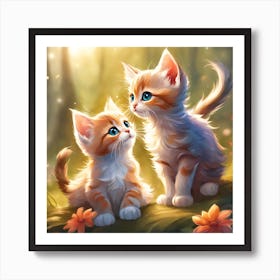 Kittens In The Forest Poster