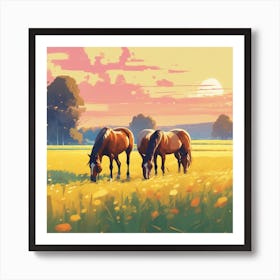 Horses In The Meadow 7 Art Print