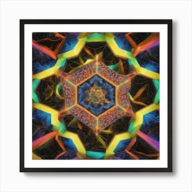 Octagonal Fractal Patternradiant Multicolour Luminousneon By Jacob Lawrence And Francis Picab 874331878 (1) Art Print