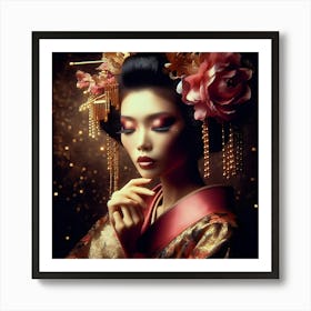 Japan Traditional Geisha Illustration By Ad 11 Art Print