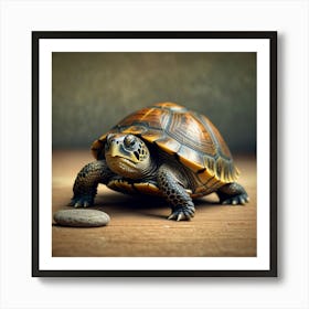 Turtle On A Rock Art Print