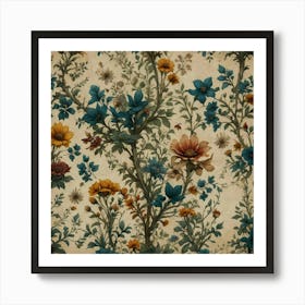 Wallpaper Background With Flowers Art Print