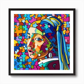 Puzzle Girl With A Pearl Earring Study Art Print