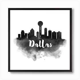 Watercolor Dallas Skyline Art Print
