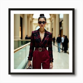 Woman In A Plaid Suit 2 Art Print