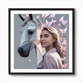 Portrait Of A Girl With A Horse Art Print