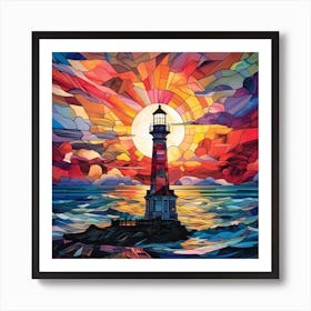 Maraclemente Stained Glass Lighthouse Vibrant Colors Beautiful 4 Art Print