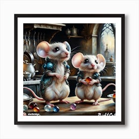 Two Mice In A Kitchen Art Print