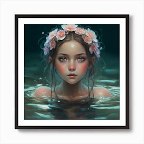 Girl In The Water 3 Art Print 3d Render(2) Art Print