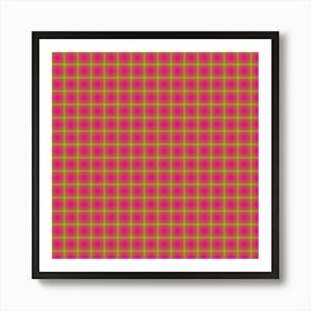 Pink And Yellow Checkered Fabric Art Print