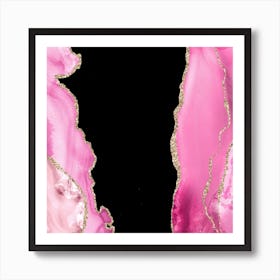 Pink & Gold Agate Texture 10 Art Print