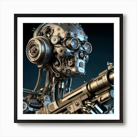 Robot With Gun Art Print