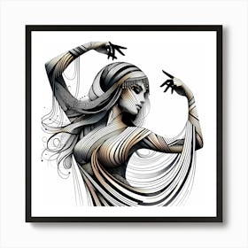 Belly Dancer - Abstract Line Art Illustration 260 Art Print