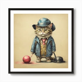 Cat In Hat 15 Art Print