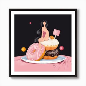 Donut Eat Alone Square Art Print