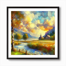 Sunset In The Countryside Art Print