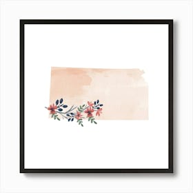 Kansas Watercolor Floral State Art Print