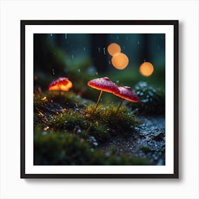Mushrooms In The Rain Art Print