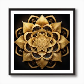 Golden Lotus Flower 3 Art Print