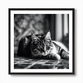 Black And White Cat 21 Art Print