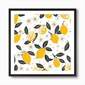 Lemons And Flowers Art Print