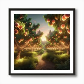 Peach Orchard Art Print