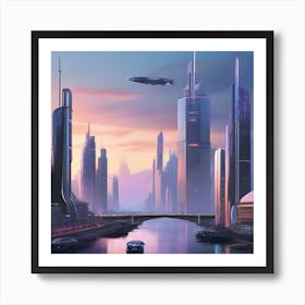 Futuristic Cityscape 1 Art Print