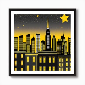 City Skyline 7 vector art Art Print