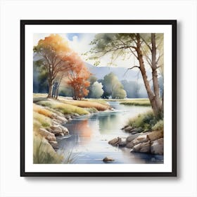 Watercolor Of A River 8 Art Print