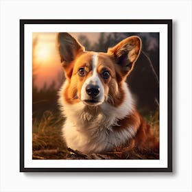 Corgi Dog Portrait 1 Art Print