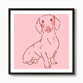 Dachshund | Sausage Dog - Pink 1 Art Print